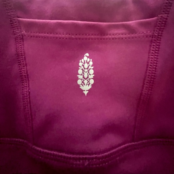 Free People Movement Size Small Burgundy Tight with Navy Racer Stripes - Picture 5 of 7